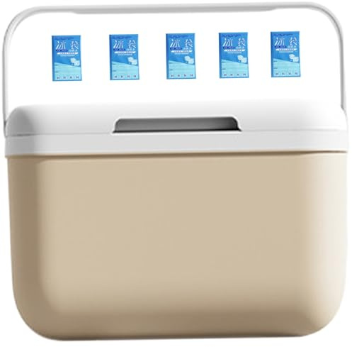 Camping Cooler, 5L Large Capacity Portable Ice Retention Hard Cooler Lunch Box for Outdoor Camping BBQ, Khaki| Lunch Box