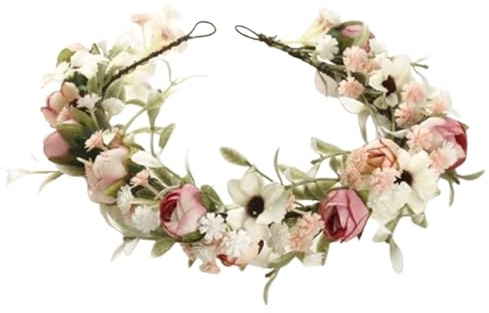 Flower Fairy crowns– Boho Floral Headpiece, justerbar blomsterkrans för hårtillbehör | Romantisk älva pannband för bröllop Festivaler Photoshoots Fester Födelsedagar Charmigt bohemiskt hår rekvisita e