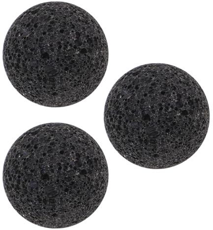 GARIOUANS 3 Stück Sauna Lavasteine 5cm Rund aus Natürlichem Vulkanstein Schnelle Wärmeabgabe für Dampf und Trocken Saunaöfen Aromatherapie Diffusionssteine für Heim Spa und Saunazelt