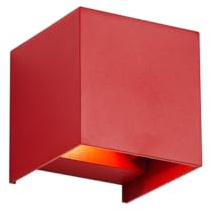 Qazqa led Modern außen Up and Down Wandleuchte, Außenlampe, Wandlampe für den Garten - Edwin - Rot, inkl. 5.4W integrierter LED, 10cm, IP54, Quadratisch, 2-flammig