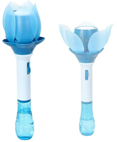 Seifenblasen Lotusblume hellblau | 10x33cm Kunststoff 115ml Lösung | Seifenblasenmaschine elektrisch | Seifenblasenstab Ladekabel Seifenblasenlösung Akku Licht (1x hellblau)
