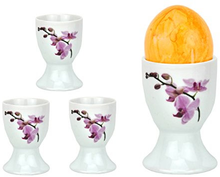 Van Well 4er Set Eierbecher 4,8cm weiß - Verschiedene Dekore wählbar, Dekor:Kyoto Orchidee
