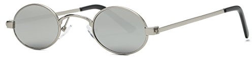 kimorn Sonnenbrille Kleine Runde Metallrahmen Oval Bonbonfarben Unisex Gläser K0577 (Silber)