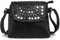 LaRechor Retro Nieten Umhängetasche Damen PU Leder Kleine Schultertasche mit Viele Fächer Frauen Handtasche Crossbody Bag (Schwarz)