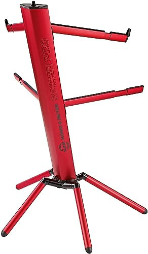 K&M 18860 Keyboardständer Spider Pro Rot - 4 Auflagenarme für 2 Instrumente, Säulenständer schräg, Gewindeanschluss
