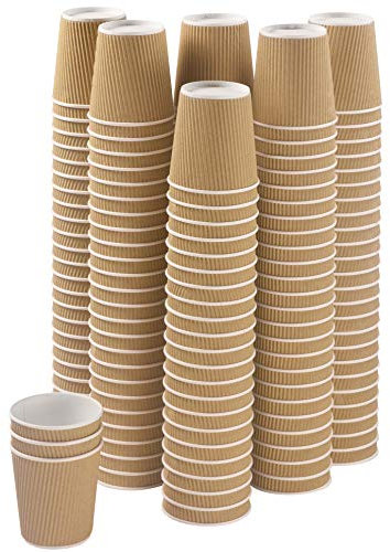 NYHI Set of 150 Ripple Insulated Kraft 4-oz Paper Cups – Coffee/Tea Hot Cups | Recyclable |3-Layer Rippled Wall For Better Insulation | Perfect for Cappuccino, Hot Cocoa, or Iced Drinks