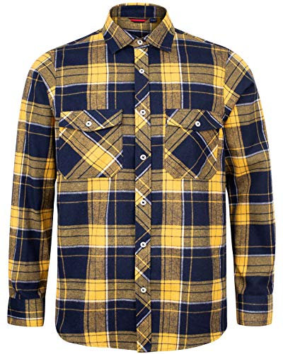 J.VER Chemises Homme en Flanelle Chemises Casual à Carreaux Manches Longues Chemise Chaude de Bucheron Regular Fit Jaune 3XL