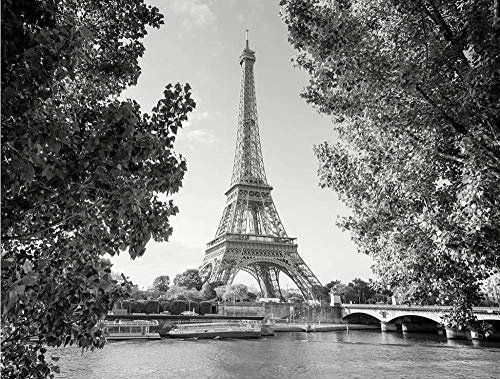 Fototapete Paris-Schwarzweiss-Turm 400 x 280 cm Tapete Kinderzimmer Vliestapete Wohnzimmer Schlafzimmer Wandtapete Deco