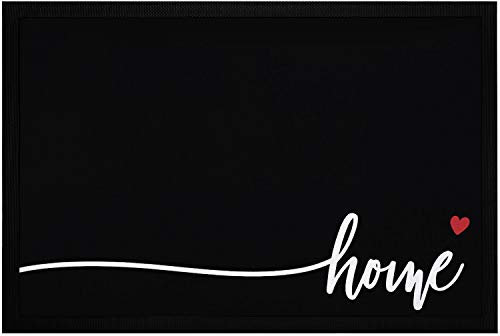 MoonWorks® Fußmatte mit Schriftzug Home Herz Zuhause rutschfest & waschbar schwarz 60x40cm