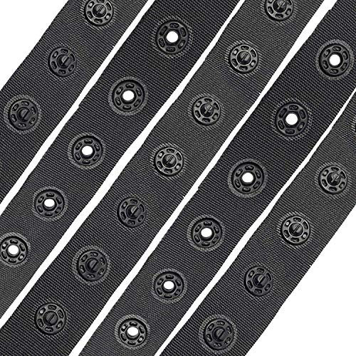 WedDecor Snap Popper Tape Fasten Ribbon Black Popper Snap Stud Press Fastening Sewing Duvet Cover Tape for Baby Jumpsuits, Toddles Clothes, Sewing Small Garments, 5 metres