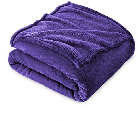 FARFALLAROSSA Coperta Plaid Pile, Coperta Matrimoniale 210 x 240 cm Flanella, Coperta Divano Super Grande Caldo Morbida - Viola 2