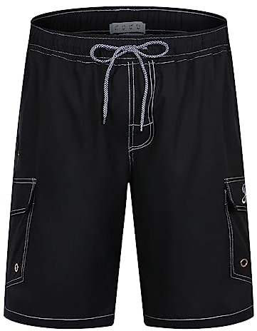 APTRO Bañador Hombre Corto Ropa Hombre Secado Rápido Natacion Surferos con Forrado Hawaianos Vacaciones Tallas Grandes Carga Negro S129 5XL