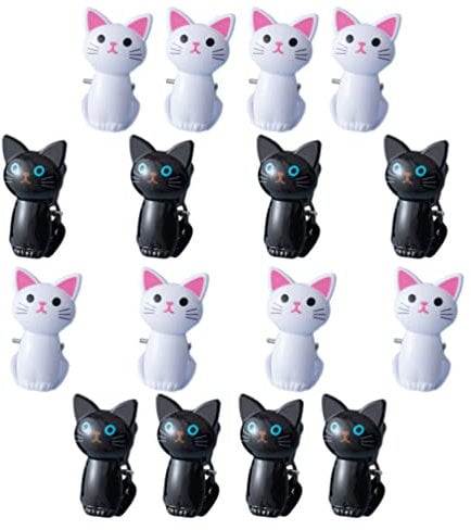 NUOBESTY 16Pcs Windproof Clothes Clips Cat Shaped Clothespins Metal Cartoon Laundry Clothes Clips Clothes Drying Line Pegs Bag Chip Air Drying Clothing Clamps Cat Pegs
