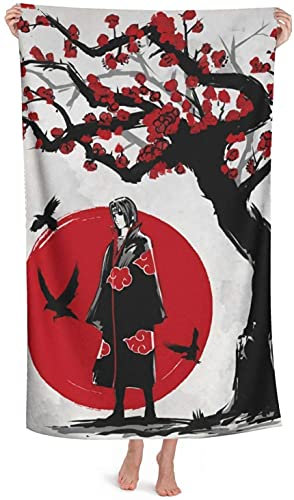 APOH Akatsuki Strandtuch Kinder Uchiha Itachi Badetuch,Anime Großes Strandtücher Schnell Trocknendes für Jungen Reise/Strand/Sauna (140x70cm, Itachi3)