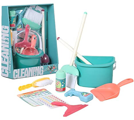 Unibos 8 PCS Household Toys for Children Kid Clening Set Include Broom Mop Dustpan Brush Cleaning Agent Toys Teaching Children to Clean Up (8 PCS Household Toys)