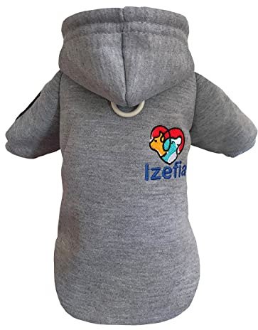 Izefia Hund Hoodie Hund Hoodies Kleidung Fleece Hund Pullover Winter Sweatshirt Warme Baumwollschleife Basic Hund Hoodie für Kleine Hund Welpen Katze Grau XS