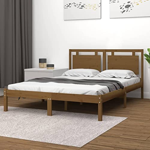 vidaXL Massivholzbett Doppelbett Holzbett Bettgestell Lattenrost Bett Schlafzimmerbett Bettrahmen Schlafzimmermöbel Honigbraun 200x200cm