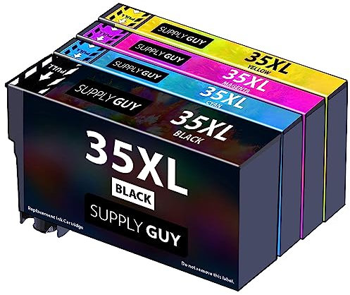 Supply Guy 4 Druckerpatronen kompatibel mit Epson 35XL / 35 XL Multipack passend für WF-4700 WF-4720dwf WF-4720 WF-4725dwf WF-4730dtwf WF-4735dtwf WF-4740dtwf
