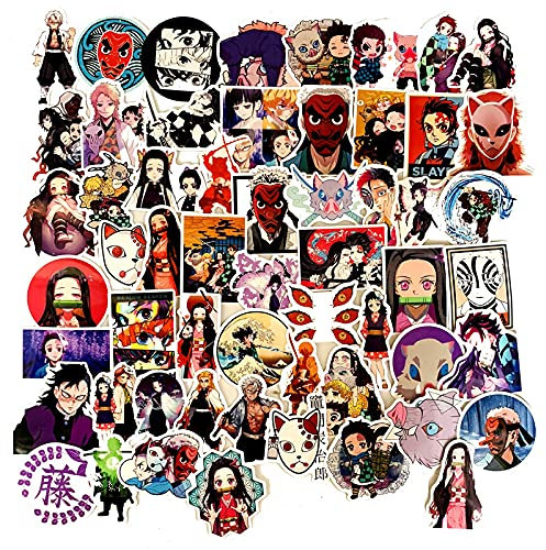 Vophifo Vinyl Aufkleber Sticker Deko 70 Stück für Demon Slayer Fans