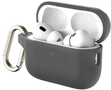 RHINOSHIELD AirPods Case mit Karabiner kompatibel mit Apple [AirPods Pro 2] | Fallschutz in Militärqualität, Kratzfest, kabelloses Aufladen - [Klassik Schwarz, Standard Set]