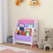 [en.casa] Kinderregal Fisterra Kinder-Bücherregal freistehend mit Einhorn-Motiv 74 x 62 x 29 cm Kinderzimmerregal mit 4 offenen Ablagefächern Bücher-Organizer Weiß/Rosa/Lila