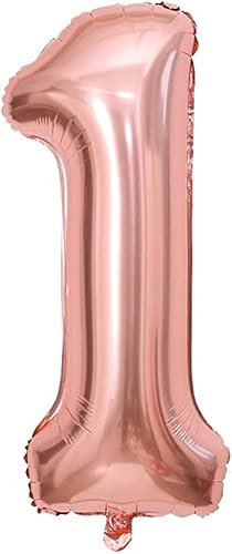 Ballon Anniversaire 1 An Rose Or - 101 CM Ballon Chiffre Numéro 1 Rose Or - Décoration Anniversaire 1 An - Décoration Fête - Vole Grâce à l'Hèlium……