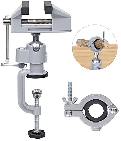 BREUAILY Mini abrazadera de mesa, tornillo de banco de aleación de aluminio de alto rendimiento con rotación de 360° y ventosa, universal, para soldadura, modelismo, bricolaje y trabajos finos