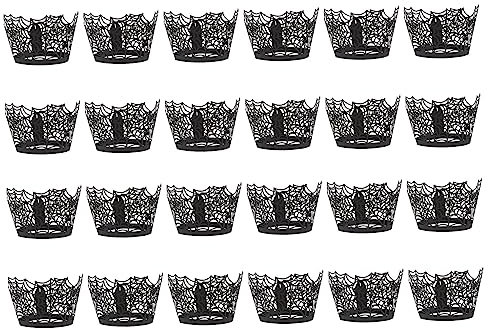 UPKOCH 24stücke Halloween Kuchen Deko Cupcake Wrapper Kreative Tortendekoration Für Halloween-feiern Leichte Und Praktische Papierhüllen Für Köstliche