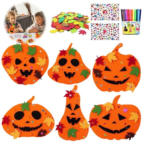 76Stück Herbst Basteln Kinder Kränze Bastelset Herbst mit Kürbis Ahornblatt | Bastelset Herbst Kinder,Kränze Bastelset Diy Kürbis Weihnachten Bastelset Kinder mit Ahornblatt,Strassaufklebern