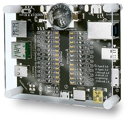 Treedix Testatore di Cavi USB, Testatore di Cavi USB-C, Scheda per Testare Cavi USB-C, USB-A, USB-B, Micro, Mini e Lightning, Ordina rapidamente il mucchio di cavi USB controllando i LED