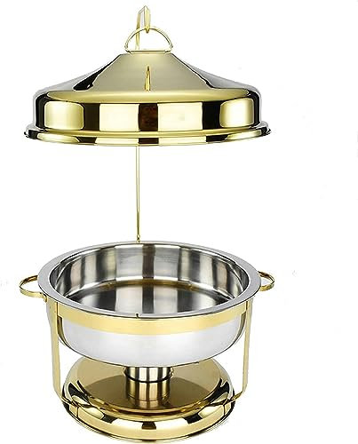 9L Full Size Round Chafing Dish with Hanger, Stainless Steel Chafer Set Buffet Food Warmer Keeps Food Warm In All Catered Events