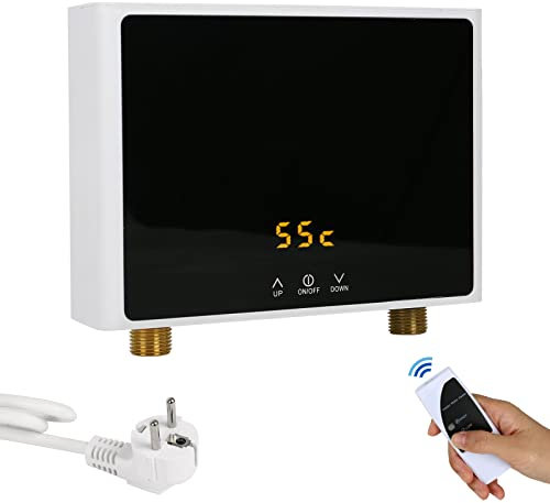 Mini scaldabagno Tankless, 220 V, elettrico istantaneo con pannello di visualizzazione digitale a LED, mini scaldabagno istantaneo per bagno, cucina (3000 W)
