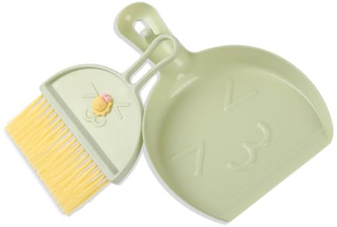 Amabro Mini Dust Pan with Broom Set, Small Dustpan Brush Set Hand Dustpan Table Top Brush Portable Table Crumb Sweeper Broom for Home Desktop Sofa Kitchen Keyboard Sweeping Cars Pet Nest(Sunflower)