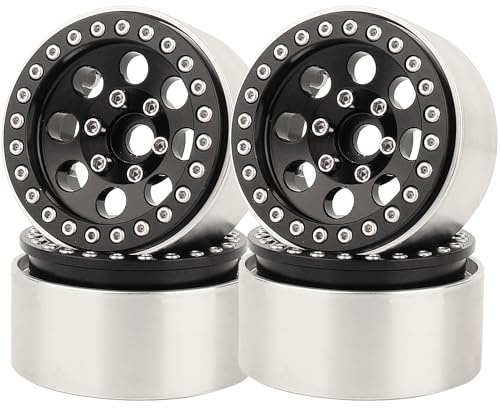 RZXYLRC 4PCS 1.9 Inch Beadlock Wheel Hub Rim Rims Aluminum Alloy for 1/10 TRX4 TRX6 Axial SCX10 D90 SCX10 II III AXI03007 GRT EX86190 RC Crawler Upgrade (G)