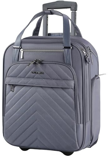 VANKEAN Rollable Laptop Bag Underseat Travel Backpack with Wheels 16” Grey