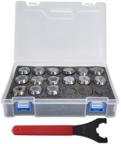 Set di Pinze da 15 Pezzi, Pinze a Molla SKER2515PC03 ER25, Set di Pinze di Serraggio in Acciaio Ad Alta Velocità con Chiave per Macchina per Incidere CNC e Utensile per Fresatura