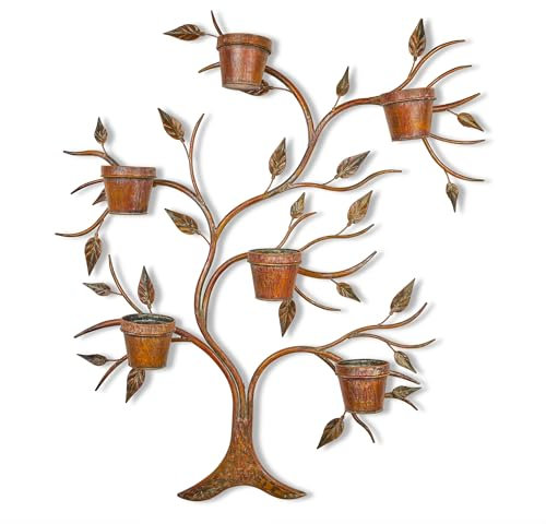 Inspirational Gifting Medium Plant Pot Wall Hanger in a Rustic Copper Finish - 115cm tall!