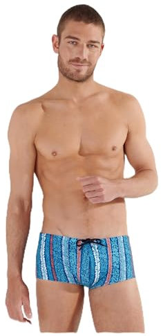HOM Boxer da Bagno Corto Harrisson Swim Trunks, Strisce Verticali Blu/Arancione, M Uomo