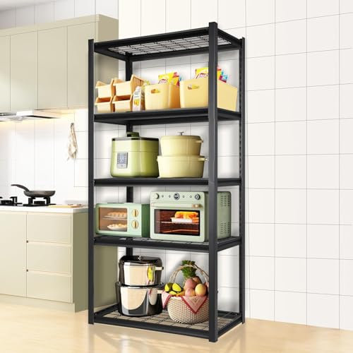 PACHIRA Gitternetz Schwerlastregal, 90 x 42 x 183 cm Largerregal, 5 Tier Einstellbare Regal jeweils Traglast bis 180 KG, Total Fachlast 900 KG, Robuste Kellerregal, Vorrastsregal Für Packhaus, Büro