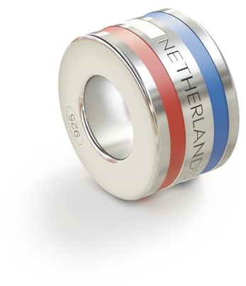 WearTravelers Travel Charm mit Ländernamen und Nationalflagge Farben - Kompatibel mit allen Marken - 925 Sterling Silber Charm für Armbänder und Ketten Geschenkidee für den Reisenden (Niederlande)