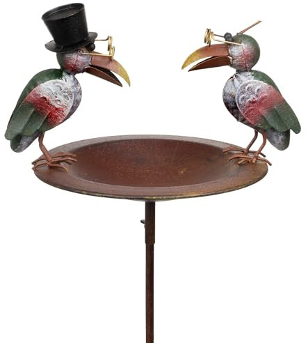 Moritz Vogeltränke Garten Raben 29 x 110 x 22,5 cm Gartenstecker Gartendeko Gartenfigur Tierfigur Deko