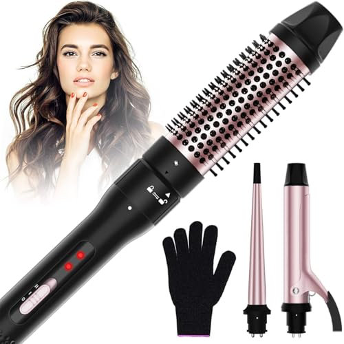 Hair Waver, DSGKUU 3 in 1 Curling Wand, Hair Curler Wand 3 Pcs 0.75 to 1.5 Inch Interchangeable Ceramic Barrel Heat Protective Glove Dual Voltage, for Girlfriend Mother's Gift