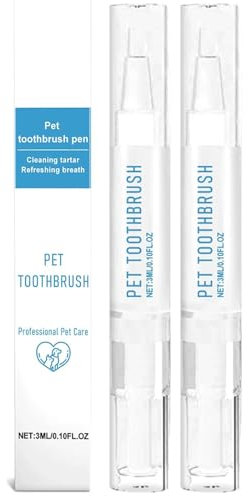 Pet Toothbrush Pen, Dog Teeth Cleaning Pen, Zahnbürsten-Reinigungsstift für Haustiere, Zahnaufhellung und -reinigung für Katzen und Hunde,for Teeth Natürliche Pflanzen Zahnstein Entferner Werkzeug(2PC