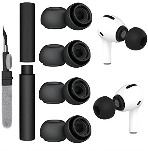 Ersatz Ohrstöpsel für Airpods Pro und AirPods Pro 2 mit Loch zur Geräuschreduzierung, 4 Paar Silikon Ohrstöpsel für Airpods Pro Aufsätze mit tragbarer Aufbewahrungsbox(Schwarz-S)