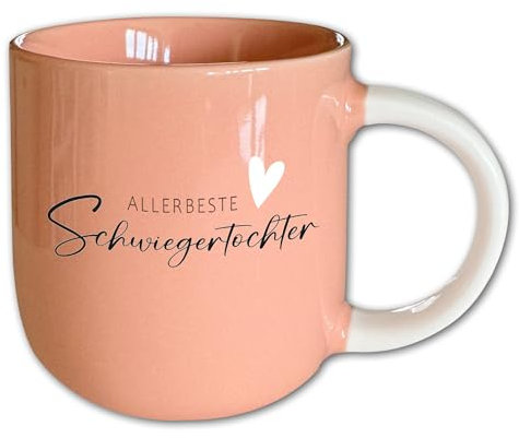Tasse mit Spruch T134 ″Allerbeste Schwiegertochter″ Porzellan Pfirsich Motivtasse Geschenk Dankeschön 340 ml