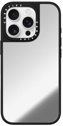 CASETiFY Mirror iPhone 16 Pro Case [Reflective / 4.9 ft. 1X Military Grade Drop Protection/Compatible with Magsafe] - Silver on Black