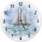 Segelschiff Wasserfarbenoptik Wanduhr aus Alu Schöne Uhr mit gemaltem Segelboot als Dekoration für das Boot oder Geschenkidee für Segler mit maritimem Motiv