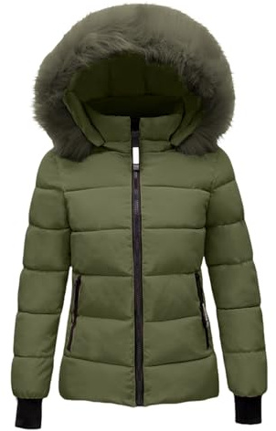 Cocila Cappotto invernale caldo con cappuccio da donna, trapuntato, spesso, imbottito, giacca invernale in cotone con cappuccio, in vita, in peluche, cappotto esterno, per sci e snowboard