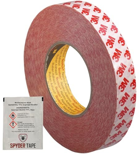 Nastro biadesivo 3M 9088, 19 mm x 10 m, adesione ultra forte, nastro di montaggio trasparente per uso industriale e domestico, ideale per metallo, plastica, vetro, legno, resistente alle alte