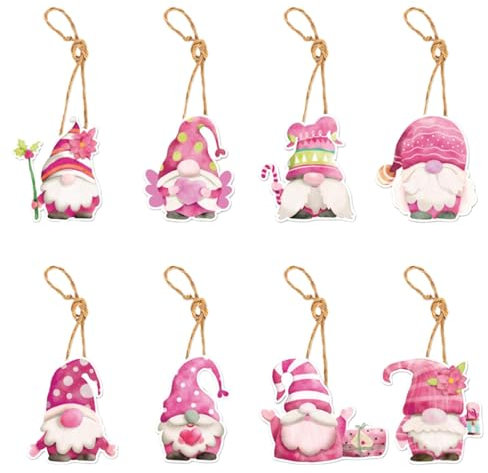 Adornos colgantes para el árbol de Navidad, decoración para el árbol, decoración de árbol de Navidad, color rosa, 8 unidades de adornos navideños - Lindas decoraciones navideñas vintage, accesorios de